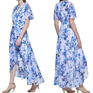 JESSICA HOWARD High-Low chiffon
Dress china blue white floral size 10 14W or 20W